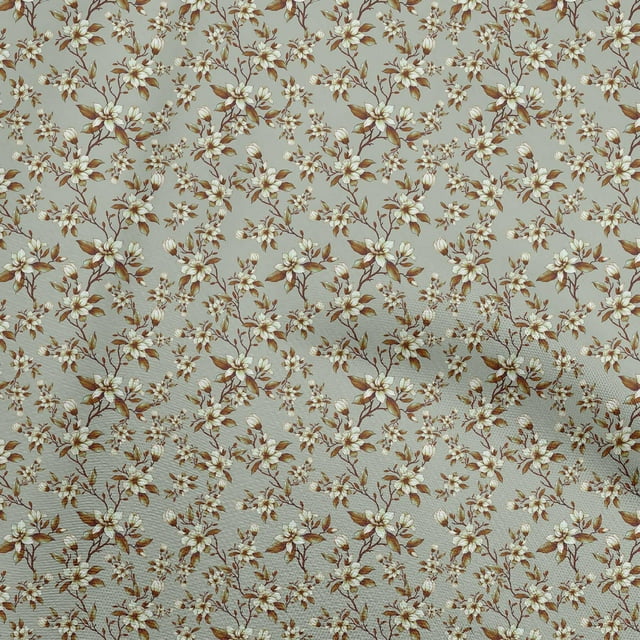 oneOone Rayon Gray Fabric Florals Craft Projects Decor Fabric Printed By The Yard 56 Inch Wide