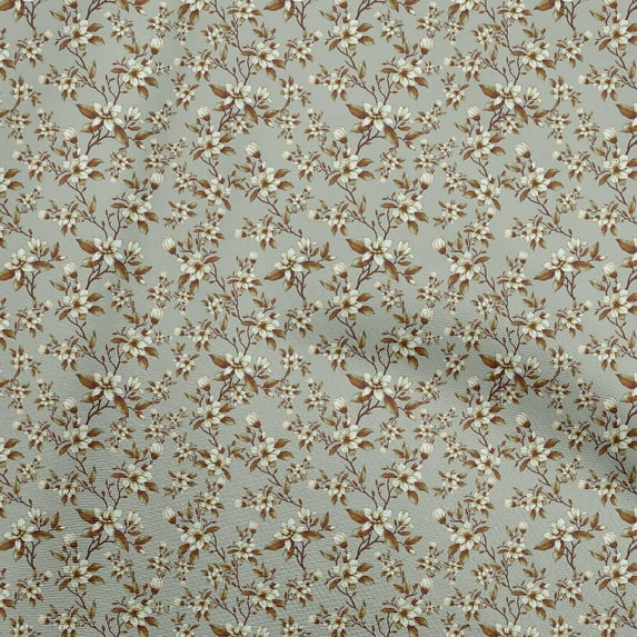 oneOone Cotton Silk Gray Fabric Florals Sewing Craft Projects Fabric Prints By Yard 42 Inch Wide