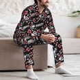 thumbnail image 6 of KLL Vintage Skull Casino Sleepwear Mens Flannel Pajamas,Long Cotton Pj Set, 6 of 7
