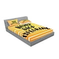 thumbnail image 2 of Ambesonne Saying Fitted Sheet & Pillow Sham Set, Never Stop Exploring Ombre, Full, Earth Yellow and Black, 2 of 2