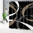 thumbnail image 3 of Brown Geometric Shower Curtain for Bathroom, Modern Aesthetic Black and White Fabric Shower Curtain with Hooks,Modern Farmhouse Bathroom Curtain Shower Set, 72" W x 72" L, 3 of 6