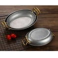 thumbnail image 7 of Stainless steel oval Spanish paella pan, with riveted handles, non-stick cooking pot picnic snack plate pot for home, kitchen, restaurant, 7 of 7