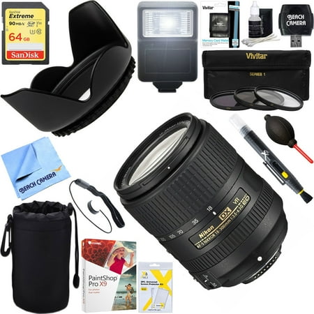 Nikon AF-S DX NIKKOR 18-300mm f/3.5-6.3G ED VR Lens New Release (2216) + 64GB Ultimate Filter & Flash Photography (Best Lens For Night Sky Photography Nikon)