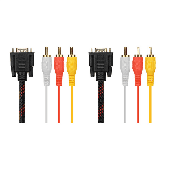 2X Adapter Cable,RCA Cable RCA Audio Cable VGA to AV Cable 15 Pin to 3 RCA Audio AV Cable Adapter for HDTV PC DVD