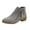 Gray, variant on Army Green Ladies Fashionable Suede Ankle Boots Side Zipper Low Heel Chunky Heel Casual Fall Winter
