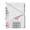 thumbnail image 2 of Pink and Grey Soft Flannel Fleece Throw Blanket, Owl Nocturnal Exotic Mystic Forest Night Animals Illustration, Cozy Plush for Indoor and Outdoor Use, 50" x 60", Blush Grey, by Ambesonne, 2 of 5
