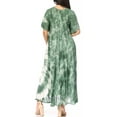 thumbnail image 2 of Sakkas Marcela Women's Casual Summer Maxi Short Sleeve Boho Dress Kaftan Sundress - 522101-ArmyGreen - One Size, 2 of 5