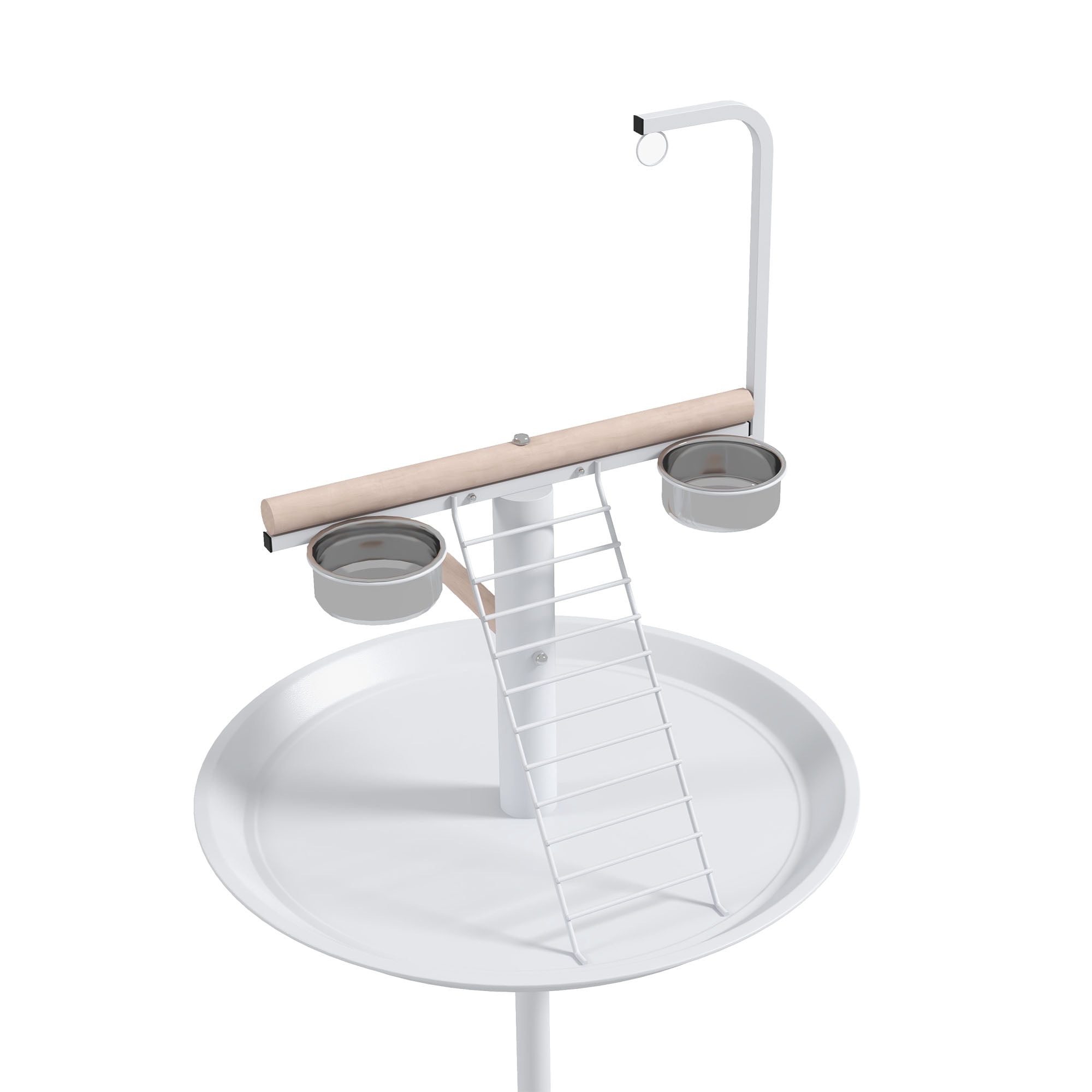 Bird Stand with Wheels, Feed Bowls, Round Tray,Bird Feeder Station
