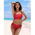 thumbnail image 7 of BeautyIn Women Side Tie Cutout Bikini Square Neck Crop Two Piece Swimsuit, 7 of 7