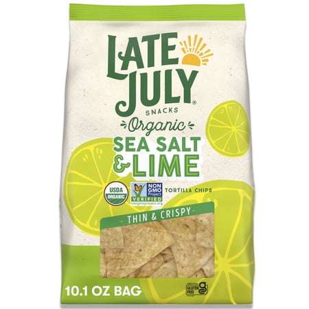 Late July Snacks Thin and Crispy Organic Tortilla Chips with Sea Salt and Lime, 10.1 oz Bag