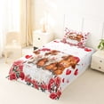 thumbnail image 5 of Erosebridal Red Flowers Blossom Twin Sheet Sets,Cute Farm Highland Cow Bedding For Men Women 3 Pieces, 5 of 6