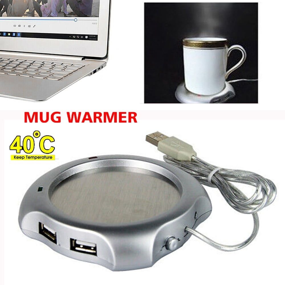USB Tea Coffee Cup Mug Warmer Heater Pad with 4 Port USB Hub PC Laptop