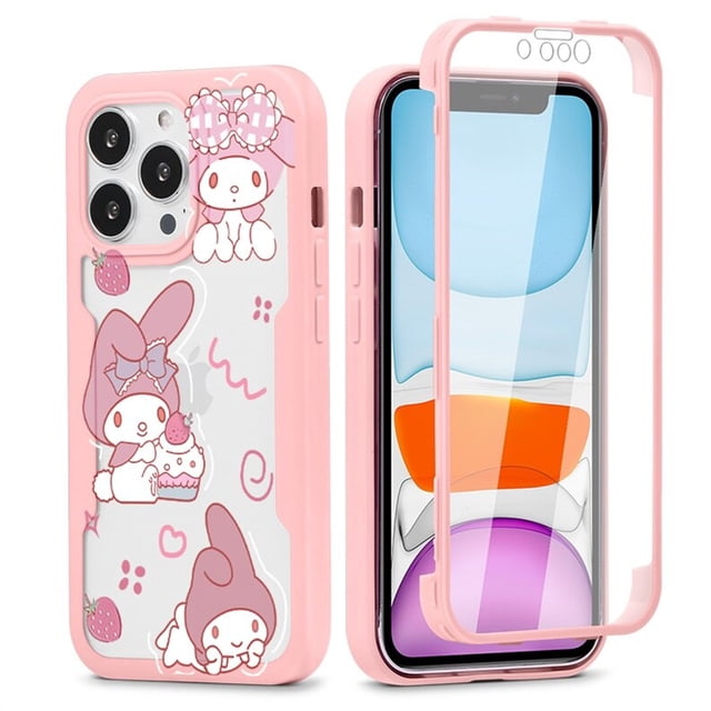 Sanrio Kuromi My Melody 360 funda completa para iPhone 7 8 14 Plus X Xs XR 13 Mini 12 11 Pro Max SE3 2022 SE 2020 PC trasera + cubierta frontal xuanjing unisex