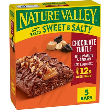 Nature Valley Soft Baked Sweet and Salty Bars, Chocolate Turtle Snacks, 5 Bars, 6.2 oz