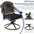 thumbnail image 3 of 9-Piece Patio Cast Aluminum Dining Set, 8 Person Outdoor Dining Furniture Set, includes 6 Stationary, 2 Swivel Dining Chairs, 84" Oval Table w/Umbrella Hole for Patio Garden, Navy Blue, 3 of 8