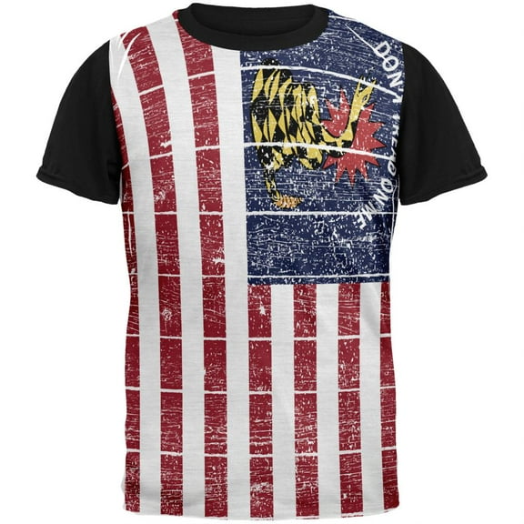 American Gadsden Flag Distressed Adult Black Back T-Shirt - Small