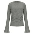 thumbnail image 5 of Fall Floral Print Long Sleeve Slim Fit Base Layer Shirt Top for Women Going Out Tops Thermal Warm Layering Piece | CSEONE,Gray XL, 5 of 9