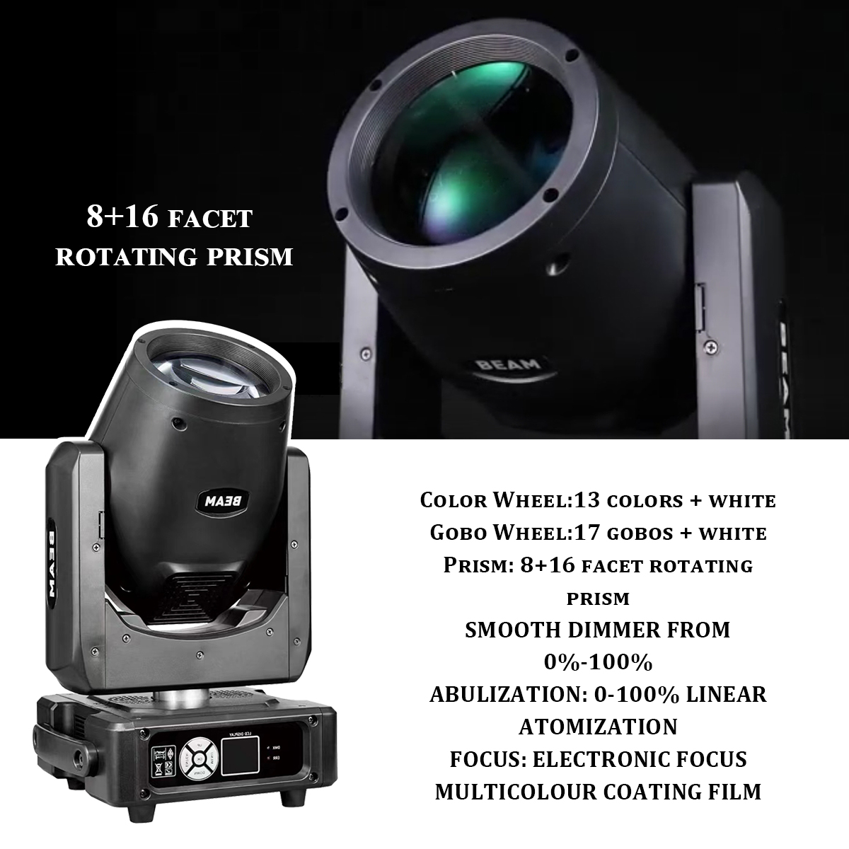 1Pcs Mini Beam 230W 7R Moving Head Stage Light Rainbow Led Spot Dmx Dj Bar Party Wedding Christmas
