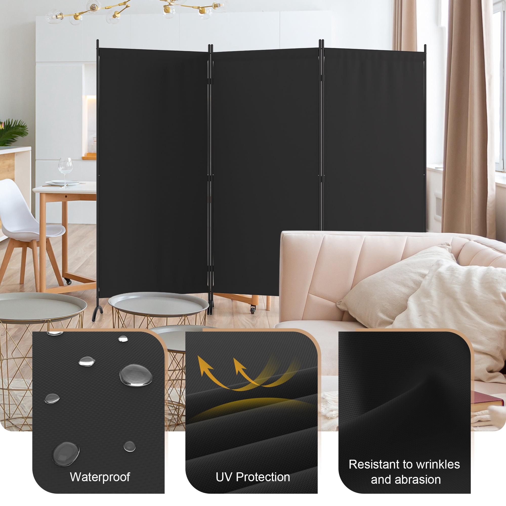 Room Divider 8FT Portable Room Dividers And Folding Privacy Screens, 101'' L Fabric Divider For Room Separation, 3 Panel Partition Room Dividers Freestanding Wall Divider Screen