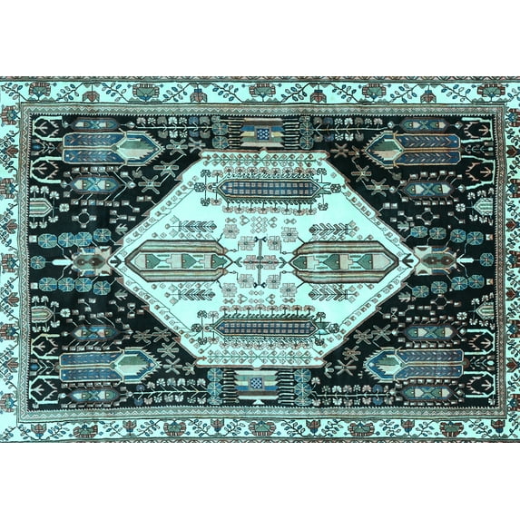 Ahgly Company Indoor Rectangle Persian Light Blue Traditional Area Rugs, 6' x 9'