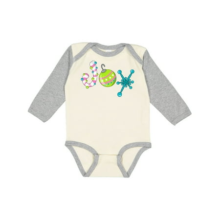 

Inktastic Joy-candy cane bulb snowflake for Christmas Gift Baby Boy or Baby Girl Long Sleeve Bodysuit
