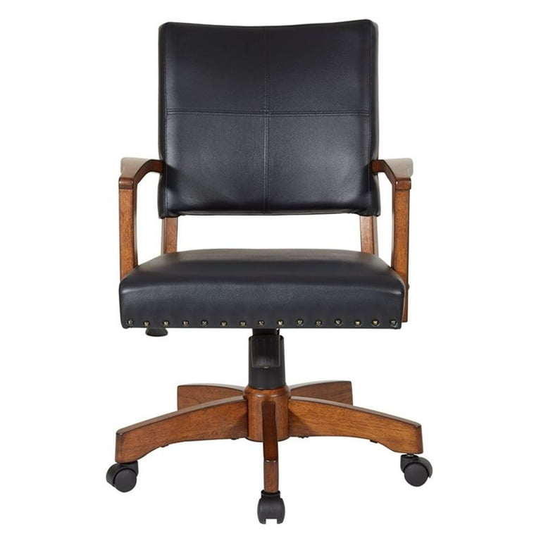 OSP Home Furnishings Deluxe Wood Bankers Office Chair in Black