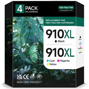 910 Ink Cartridge Compatible for HP 910 910XL Ink Cartridges  (Cyan Magenta Yellow Black), 4 Pack
