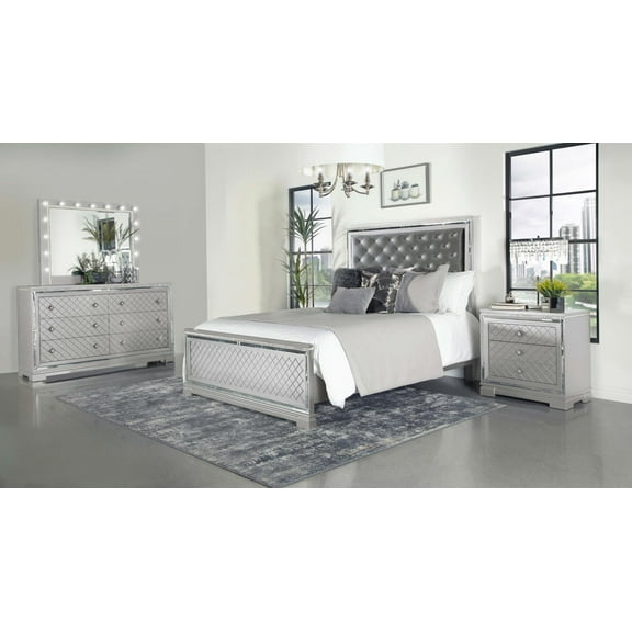 Eleanor Upholstered Tufted Bedroom Set Metallic