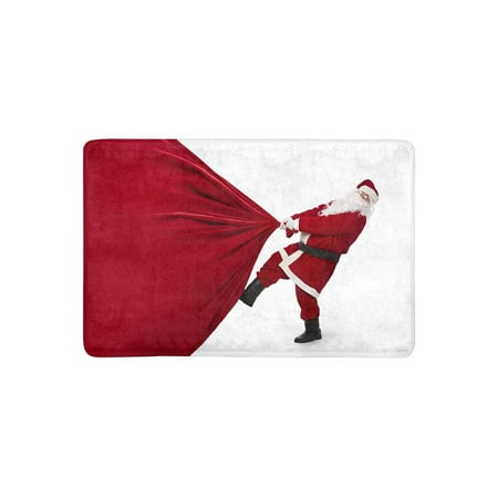 Huge Christmas Gift MKHERT Santa Claus Pulling Huge Bag of Gifts Funny Christmas Theme Doormat Rug Home Decor Floor Mat Bath Mat 23.6x15.7 inch ()