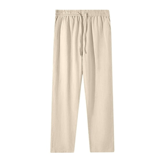 Cmfcve Women's Plus Size Capri Pants Solid Color Tie Cotton Linen Trousers Straight Versatile Casual Hiking Pants