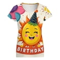 thumbnail image 5 of Happy Sun's Birthday Party! Women's Blouse Short Sleeve Women's Top T-Shirt Spring Summer Clothes, 5 of 7