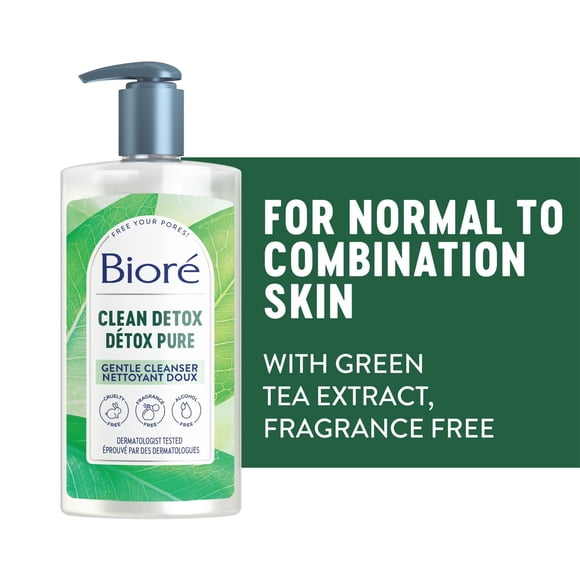 Bioré Clean Detox Gentle Cleanser, for Normal to Combination Skin | Fragrance Free, 200mL