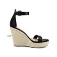 thumbnail image 2 of BLISSFUL STEP Women's Wedge Sandal Ankle Buckle Strap High Heel Open Toe Sandals Black (Size 8), 2 of 8