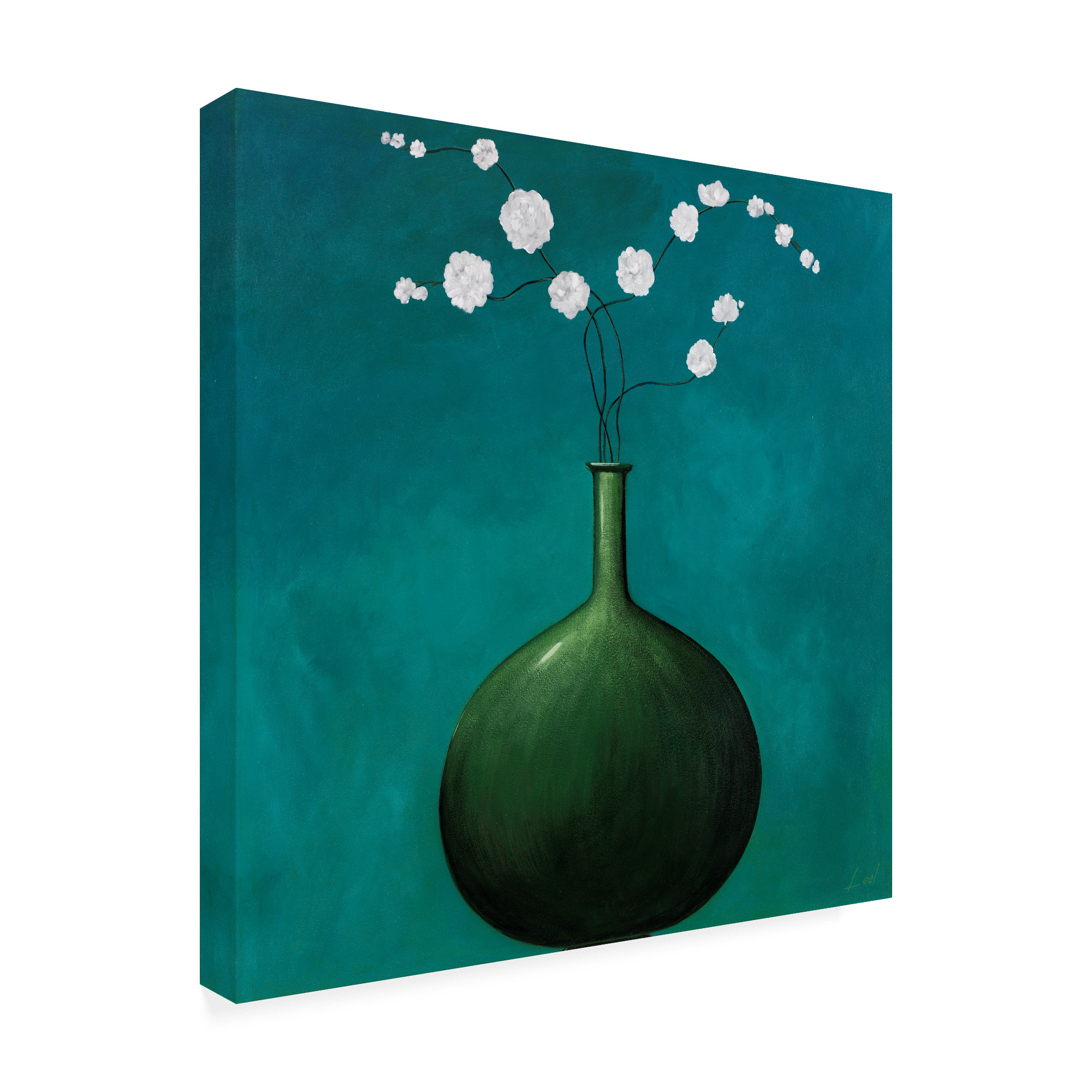 Trademark Fine Art 'Green Vase Over Blue' Canvas Art by Pablo Esteban