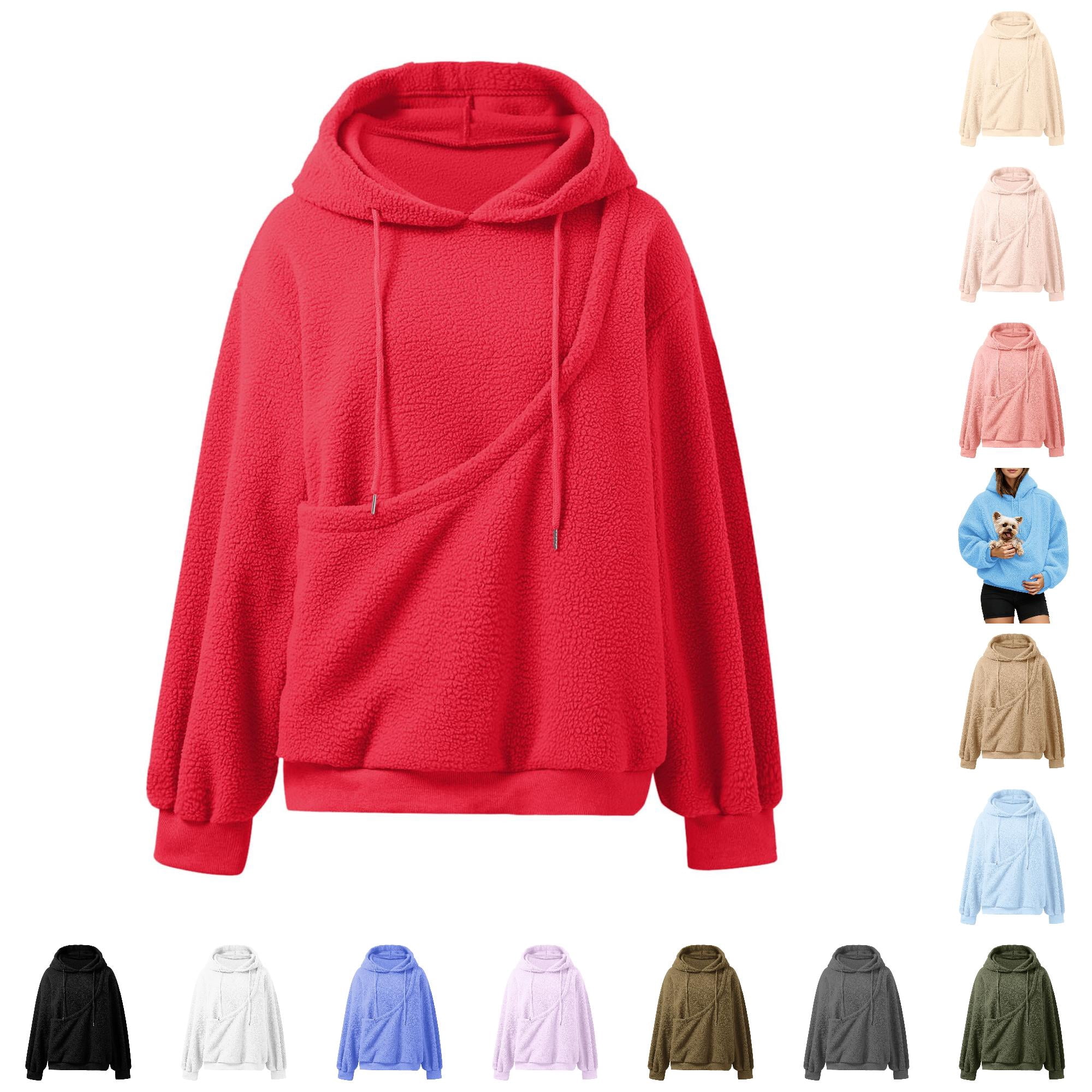 Sweatshirt With Pet Pouch Pullover For Women Long Sleeve Shirt Animal Holder Hoodies Winter Clothes Holder Womens Hooded Sweatshirt