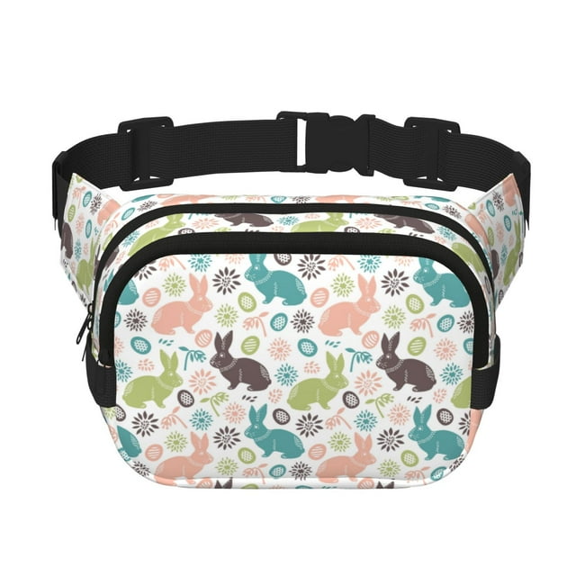 Balery Easter Rabbit Mochila Cinturón para Mujeres y Hombres, Bolsa de Cintura Impermeable de Doble Capa con Correa