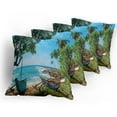 thumbnail image 5 of Ambesonne Beach Throw Pillow Cover 4 Pack, Tropical Ocean Scenery, 24", Green and Blue, 5 of 7