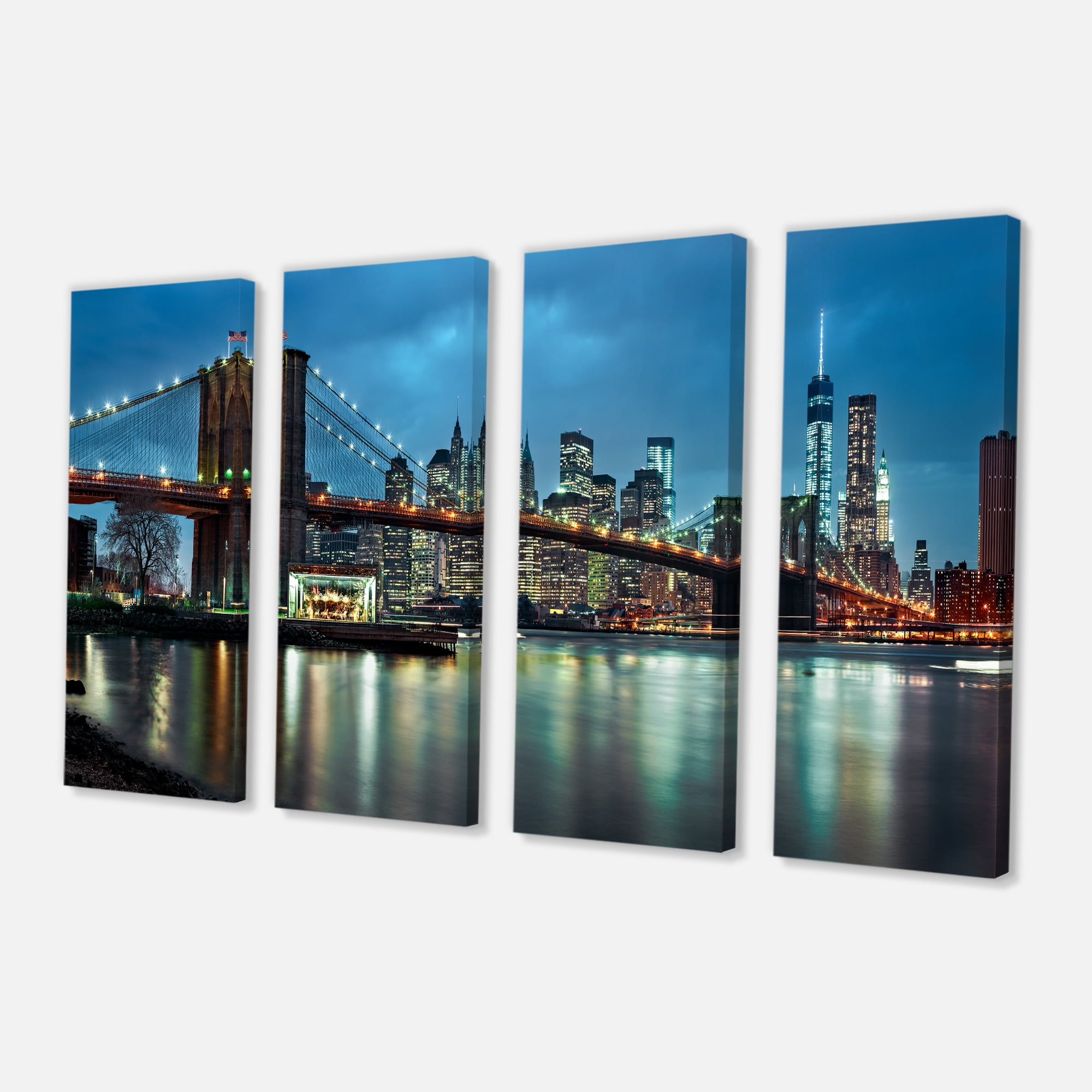 Designart 'Brooklyn Bridge and Skyscrapers ' Cityscape Canvas Print
