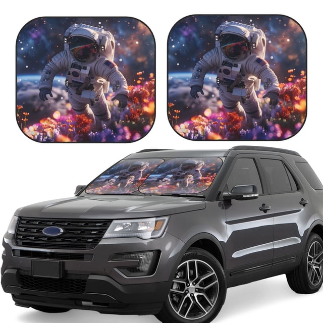 Vsdgher Astronaut In Cosmic Garden Print Car Windshield Sun Shade, Reflective Sunshade Window Sunshade Sun Visor Protector Fit for Cars,Trucks,SUVs-Large