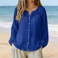 thumbnail image 2 of Striped Sweater for Women's Linen Button Shirt Raglan Long Sleeve Crew Neck Blouses Loose Upf Sun Protection Outdoor Athletic Tops XL, 2 of 8