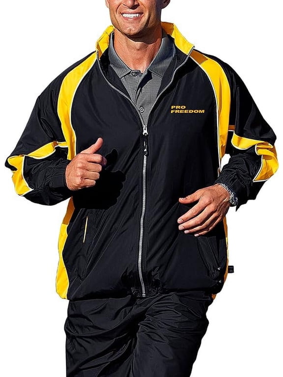 Men's Pro Freedom Warm Up Jacket (Medium, Black & Gold)