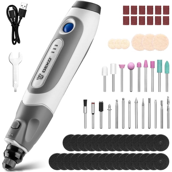 Restored Mini Cordless Rotary Tool:DEKOPRO 3.7V Rotary Tool Variable Speed Display, Type-C Charging, Power Rotary Tool with 70 Accessories for Sanding, Polishing, Drilling, Cutting (Refurbished)