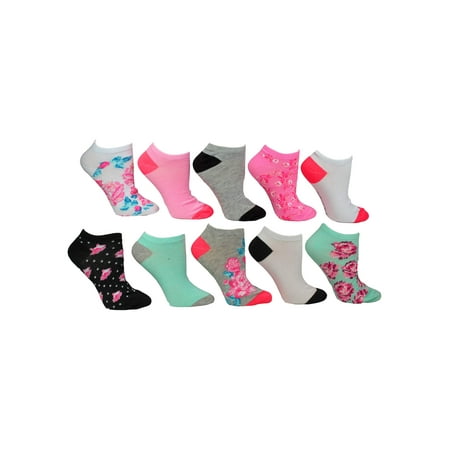Betsey Johnson Ladies 10Pk Floral Pattern Low Cut Socks