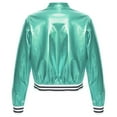 thumbnail image 3 of Ocealan Girl's PU Leather Long Sleeve Zip-Up Bomber Jacket Coat Jazz Hip Hop Street Dance Festival Blue Green 12, 3 of 6