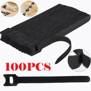 100Pcs Cable Straps Black Wire Cord Hook Loop Ties Reusable Fastening Organizer