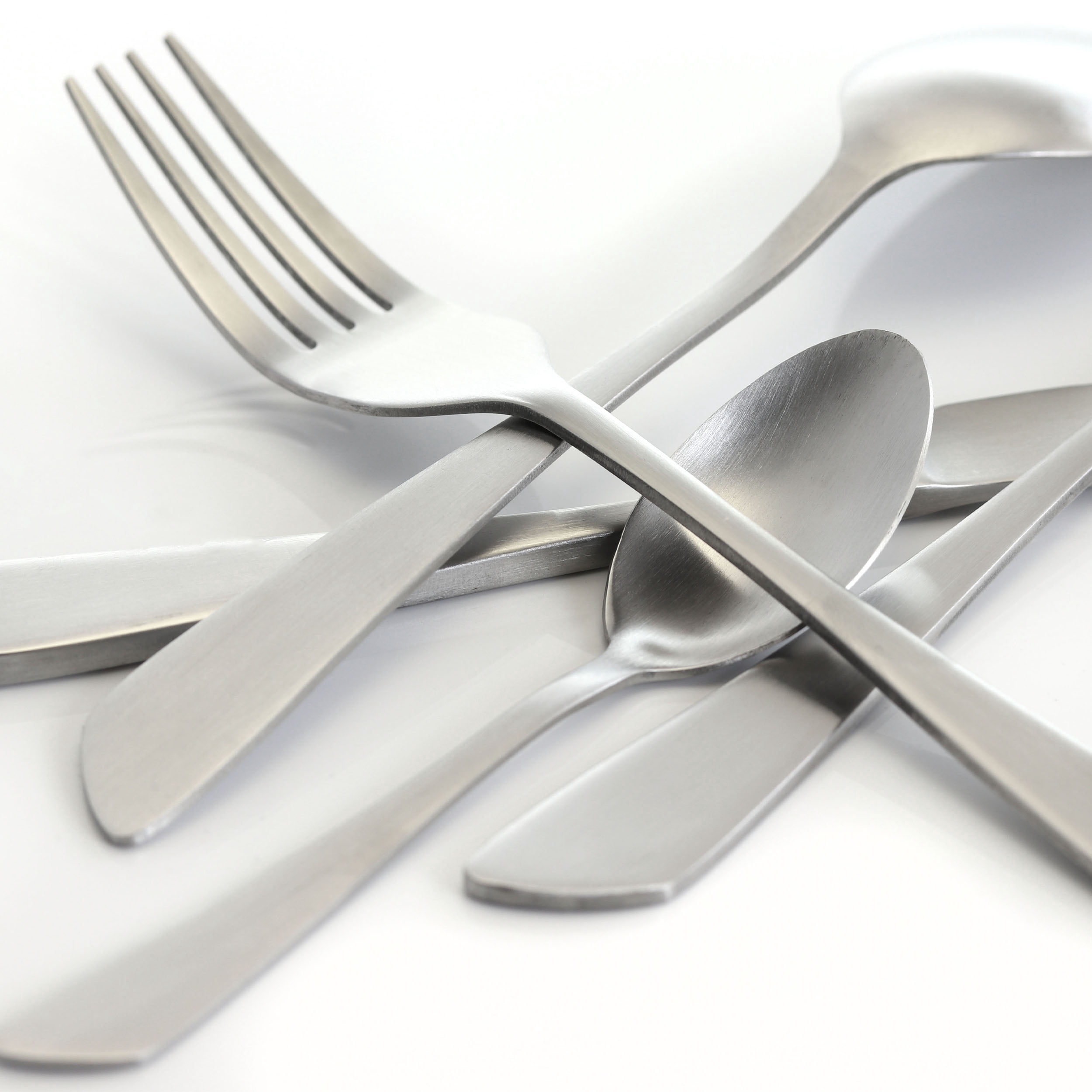 MegaChef Gibbous 20 Piece Flatware Utensil Set, Stainless Steel Silverware Metal Service for 4 in Matte Silver