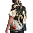 thumbnail image 3 of Swan Men's Button Down Hawaiian Poplin Shirt Summer Beach Printed Casual Short Sleeve Unisex Shirts, 3 of 6
