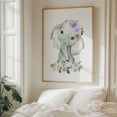 thumbnail image 5 of Elephant, Jungle Animals, Safari Animals, Purple Flowers, Gender Neutral Nursery - Illustration Watercolor Animal Floral Oak Framed Wall Art Print 6 x 8 inches, 5 of 12