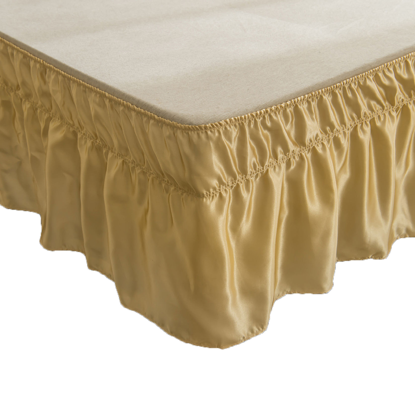 Bed Skirt Wrap Around Elastic Dust Ruffles, Queen Bed Skirt Silky