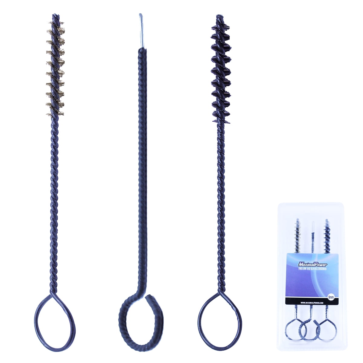 MaximalPower 3PC Gun Cleaning Wire Tube Brush with Long Handles